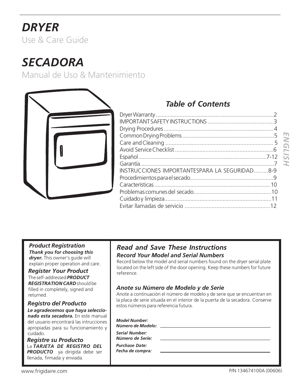 FRIGIDAIRE 134674100A User Manual | 6 pages