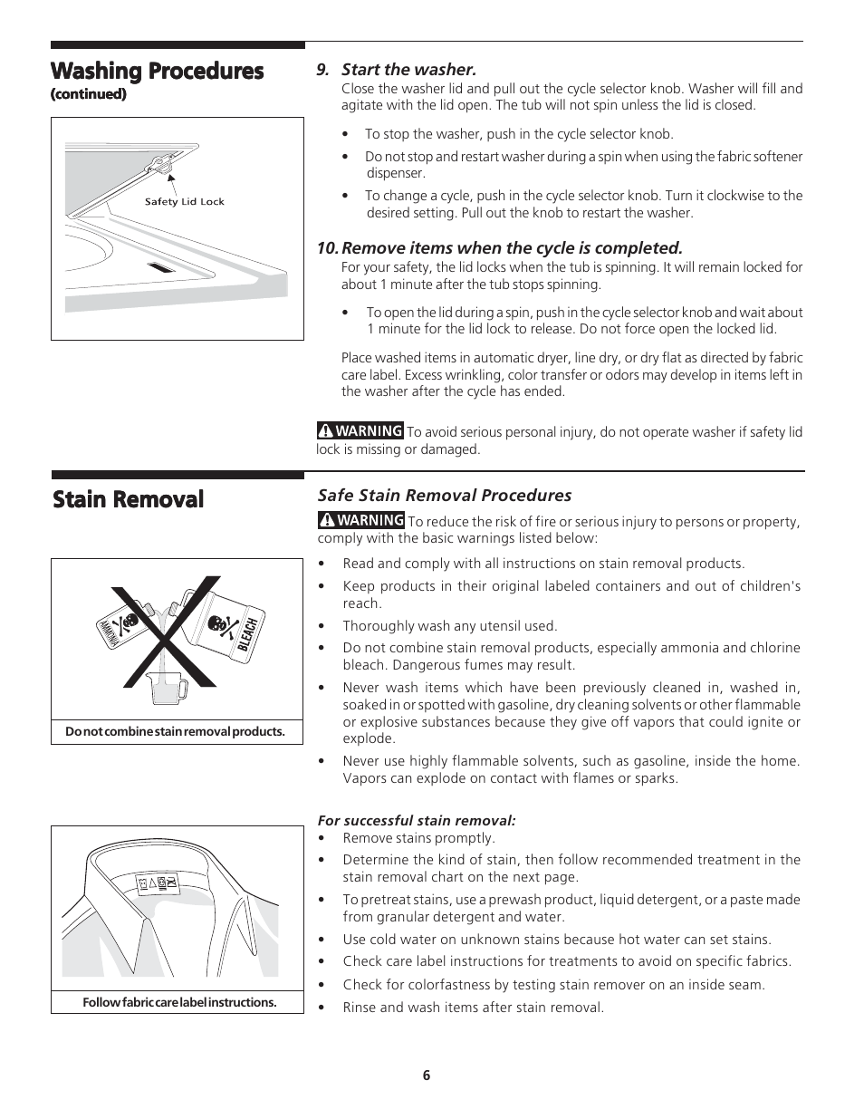 Stain removal | FRIGIDAIRE 131843000C User Manual | Page 6 / 14