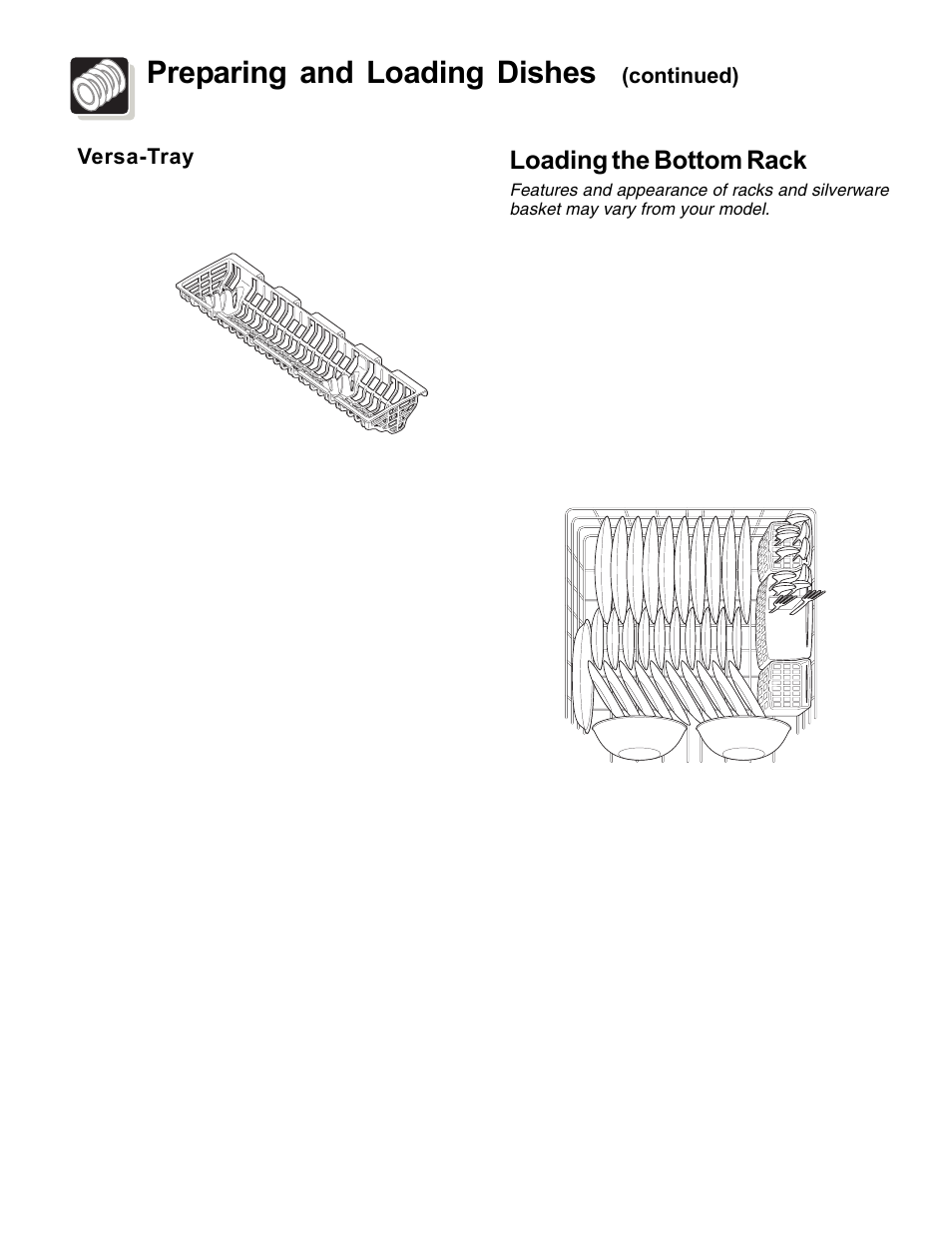 Preparing and loading dishes, Loading the bottom rack | FRIGIDAIRE 3000 SpeedClean Series User Manual | Page 11 / 20