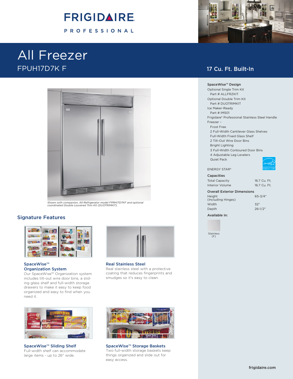 FRIGIDAIRE FPUH17D7KF User Manual | 3 pages