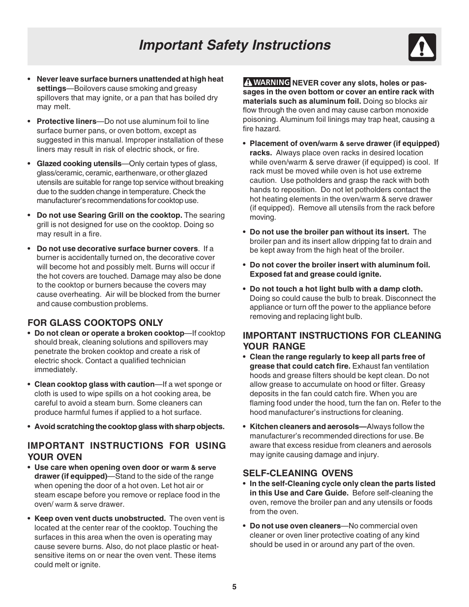 Important safety instructions | FRIGIDAIRE 318203866 User Manual | Page 5 / 22