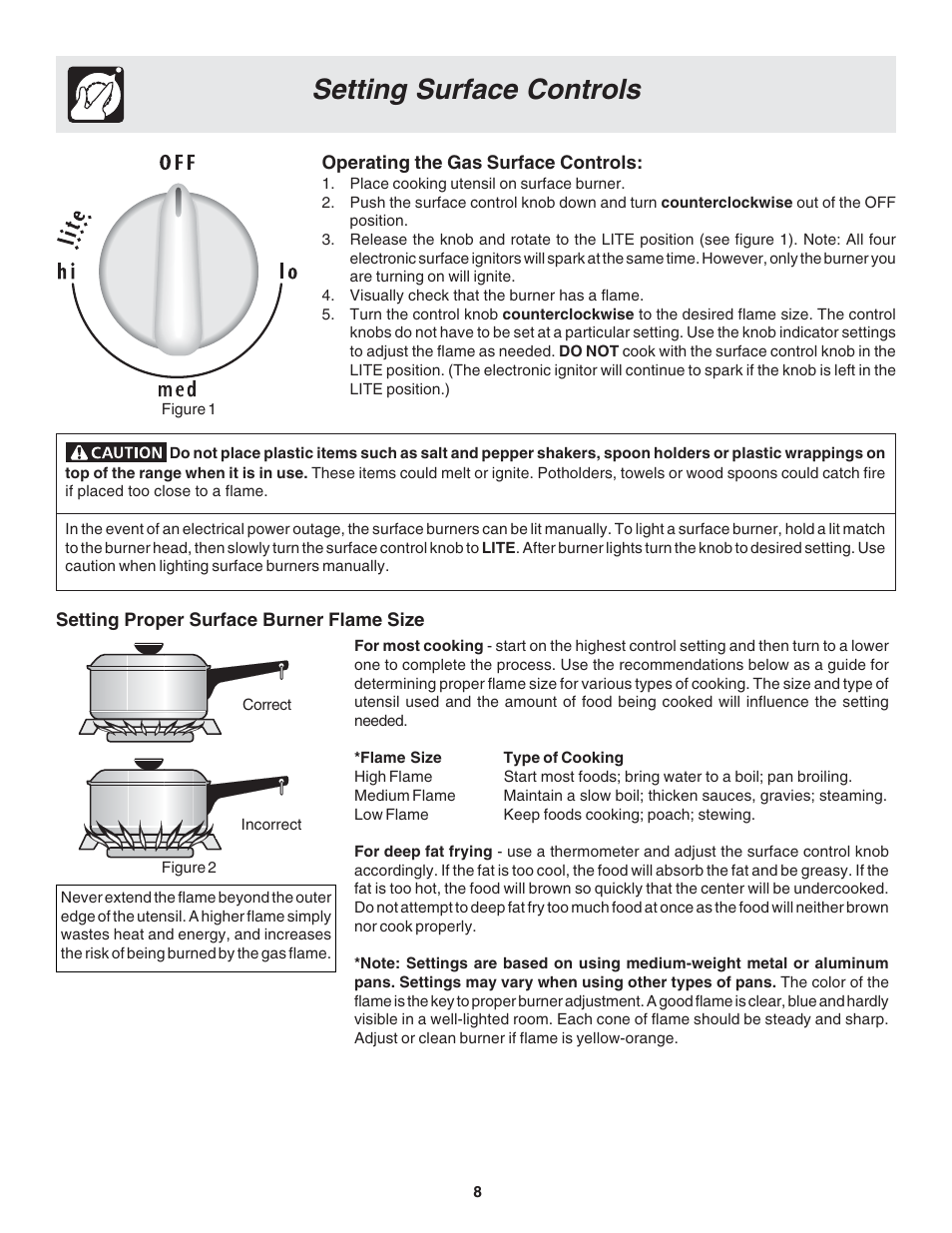 Setting surface controls | FRIGIDAIRE 318203875 User Manual | Page 8 / 22