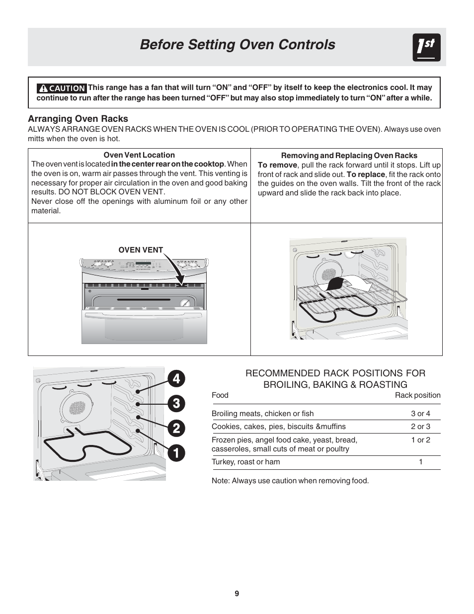 Before setting oven controls | FRIGIDAIRE 318203875 User Manual | Page 9 / 22