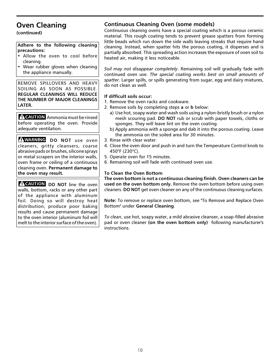 Oven cleaning | FRIGIDAIRE 316000645 User Manual | Page 10 / 16