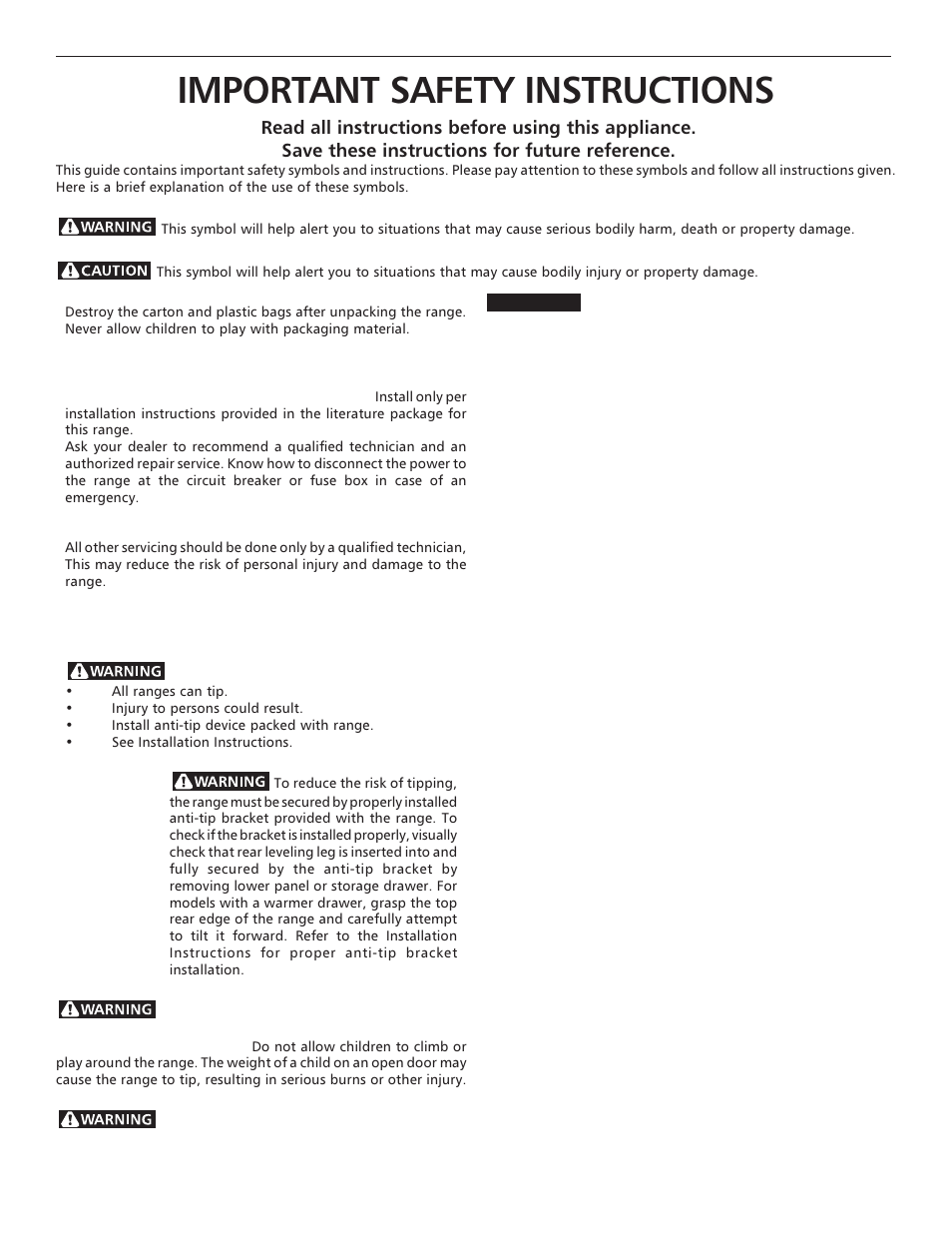 Important safety instructions | FRIGIDAIRE ES III User Manual | Page 3 / 24