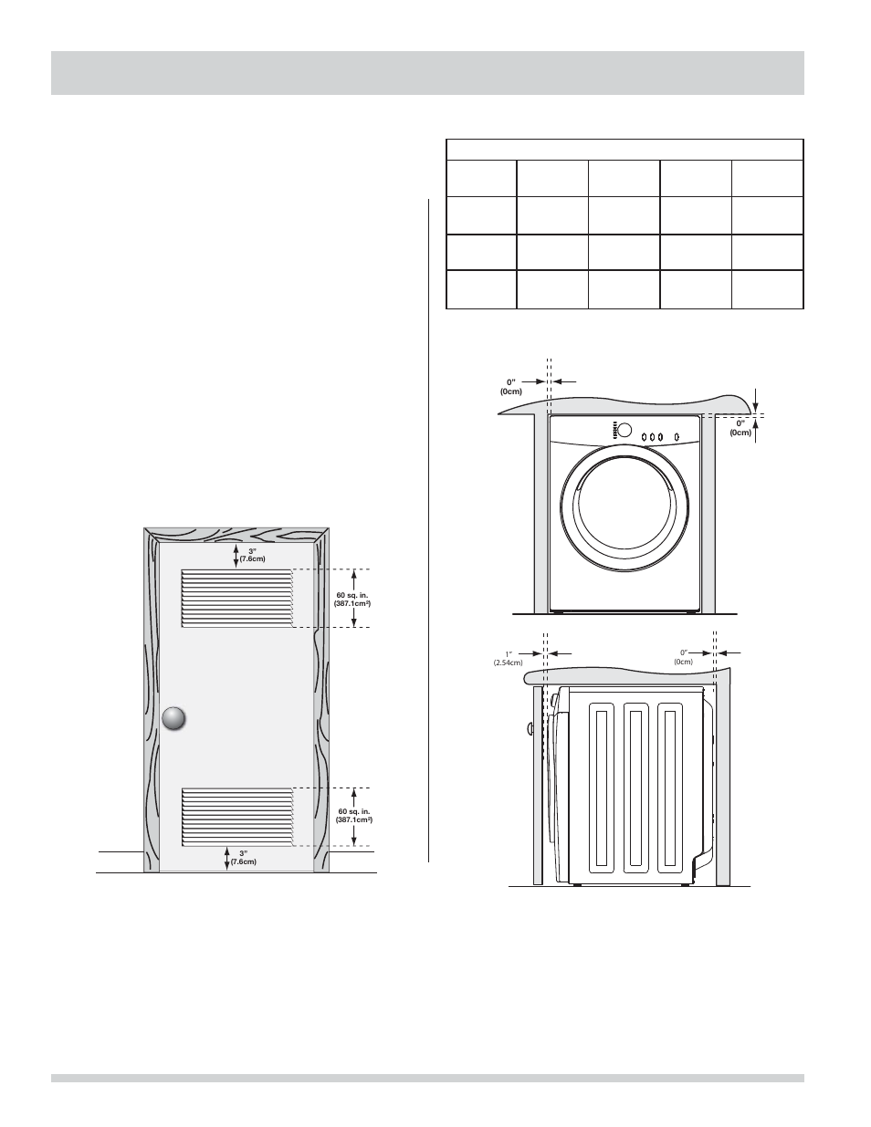 Requisitos de instalación, Requisitos de despeje (continuación), Instalación en un nicho o armario | FRIGIDAIRE 137134900B User Manual | Page 54 / 68