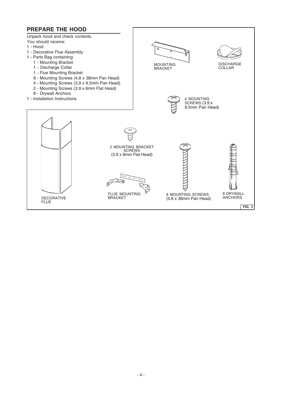 Prepare the hood | FRIGIDAIRE PL36WC51EC User Manual | Page 4 / 10