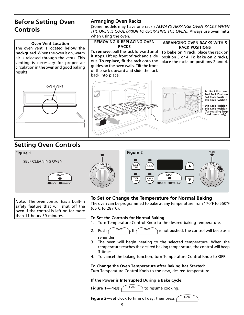 Before setting oven controls, Setting oven controls | FRIGIDAIRE 316000653 User Manual | Page 9 / 20