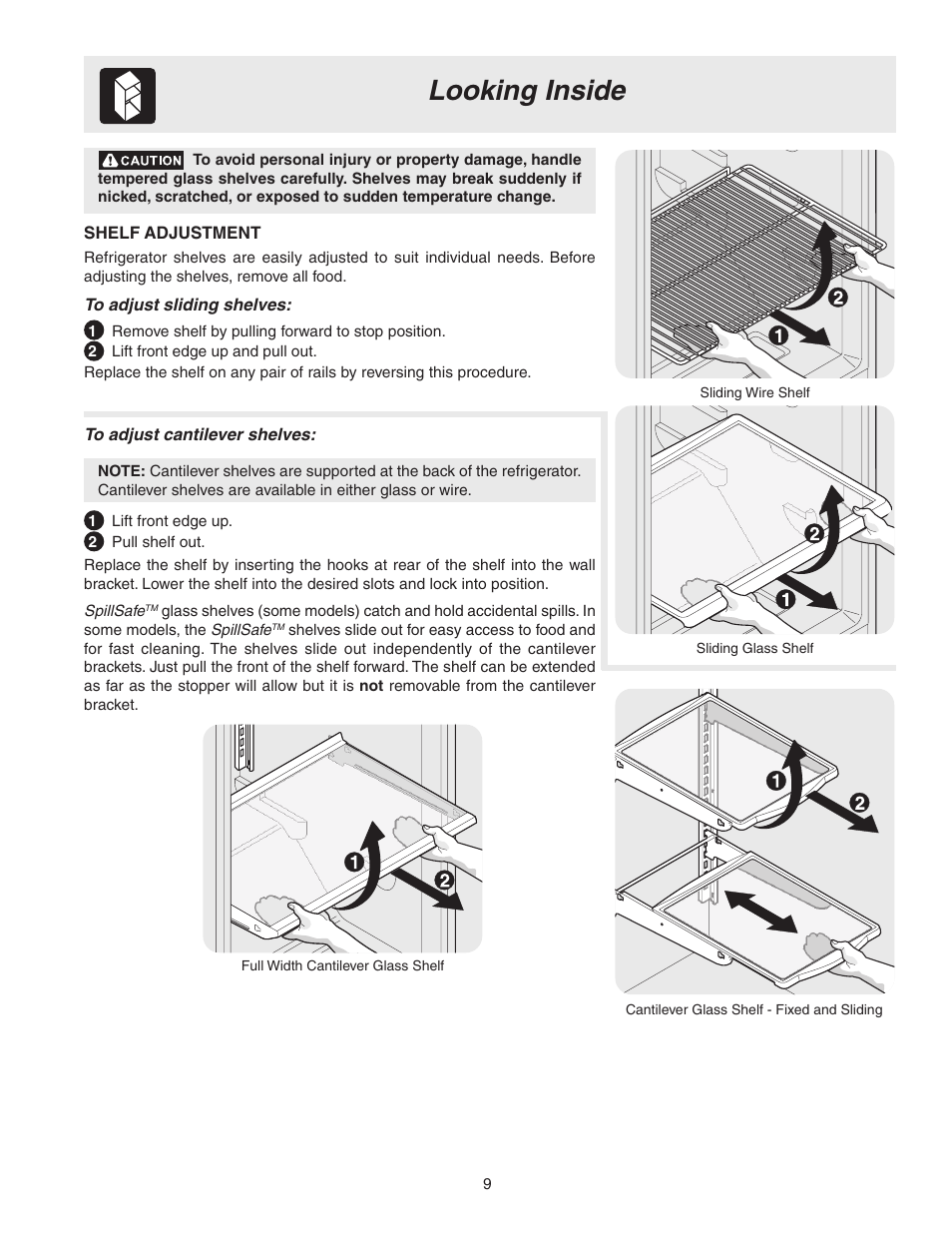 Looking inside | FRIGIDAIRE 241567600 User Manual | Page 9 / 20