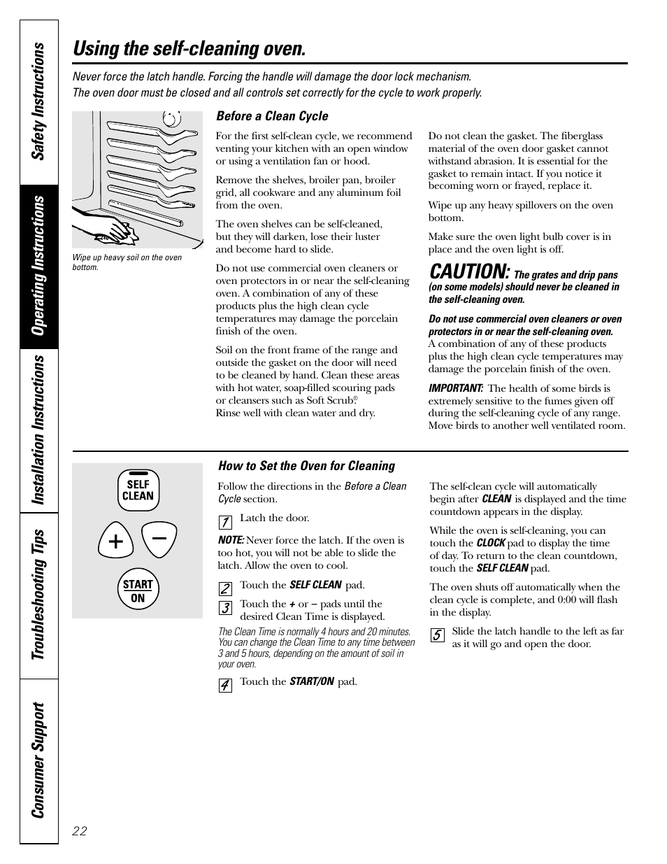 Self-cleaning, Self-cleaning , 23, Caution | Using the self-cleaning oven | FRIGIDAIRE RGB790 User Manual | Page 22 / 56