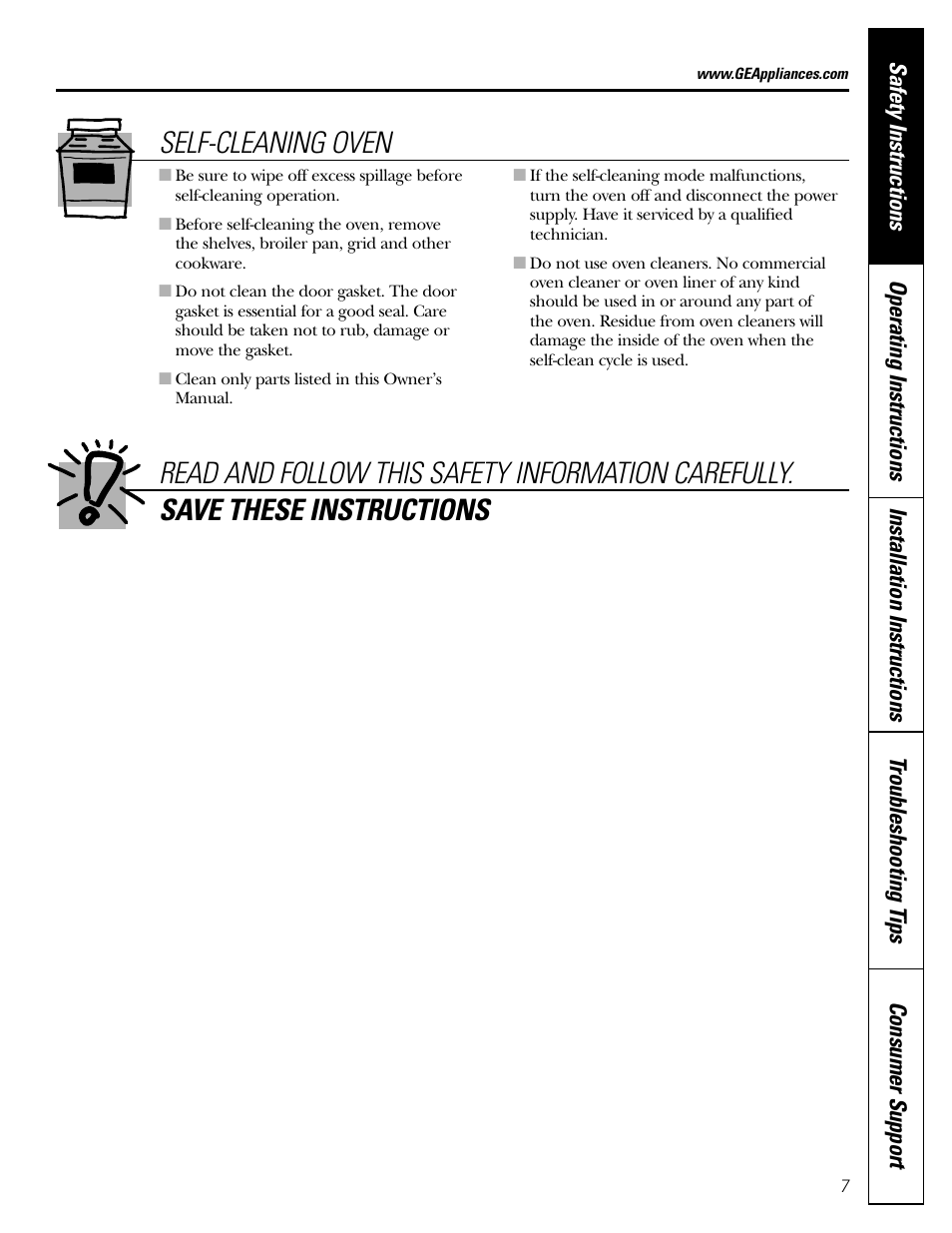 Self-cleaning oven | FRIGIDAIRE RGB790 User Manual | Page 7 / 56