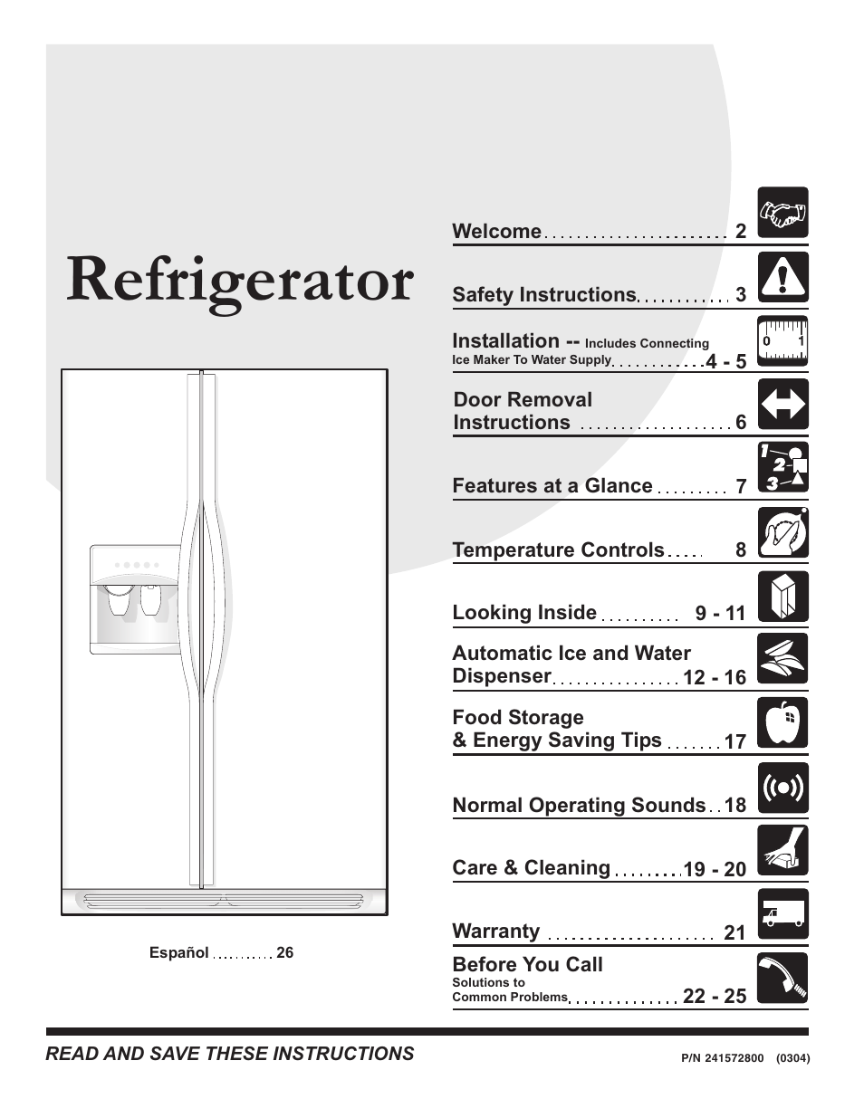 FRIGIDAIRE 241572800 User Manual | 25 pages