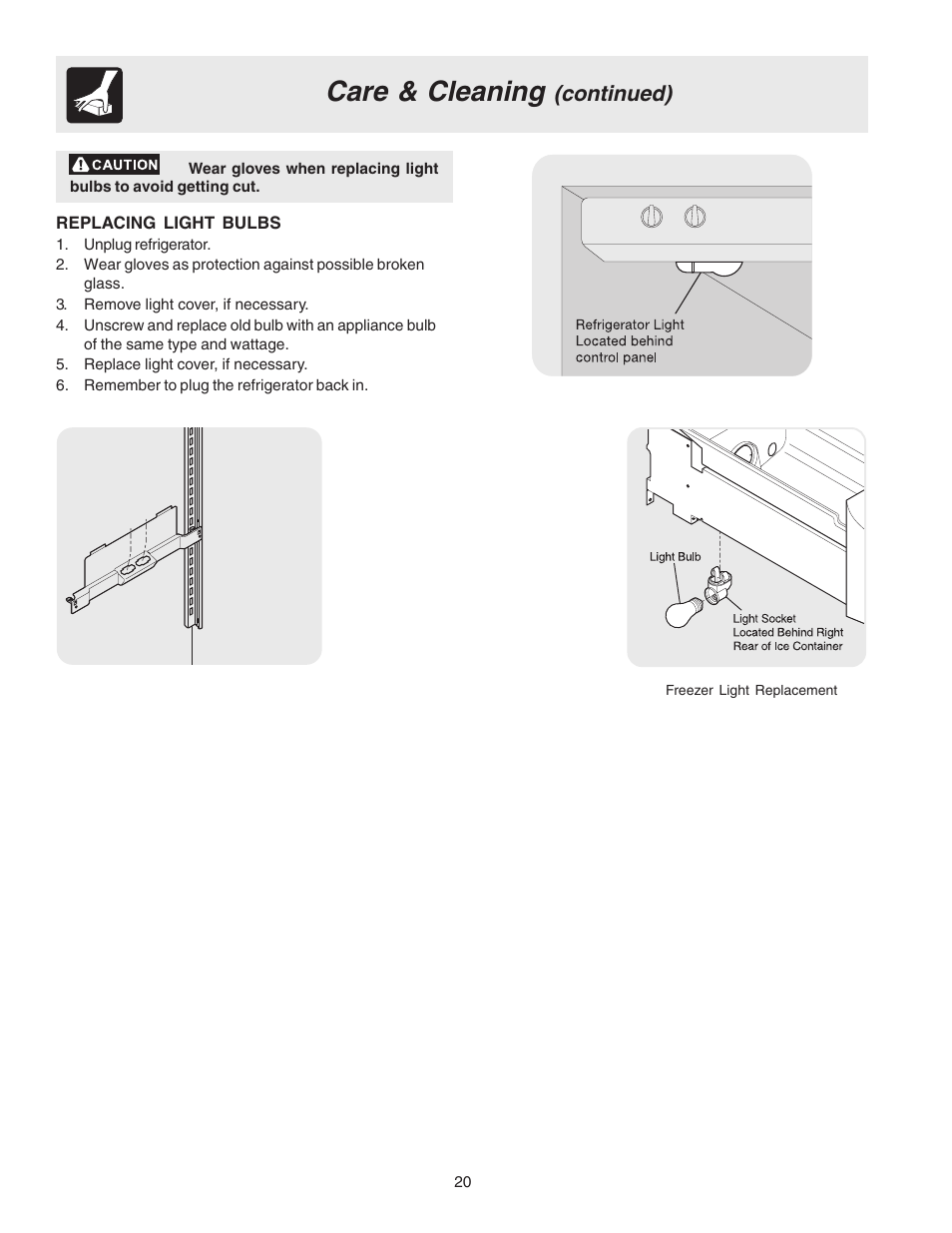 Care & cleaning, Continued) | FRIGIDAIRE 241572800 User Manual | Page 20 / 25