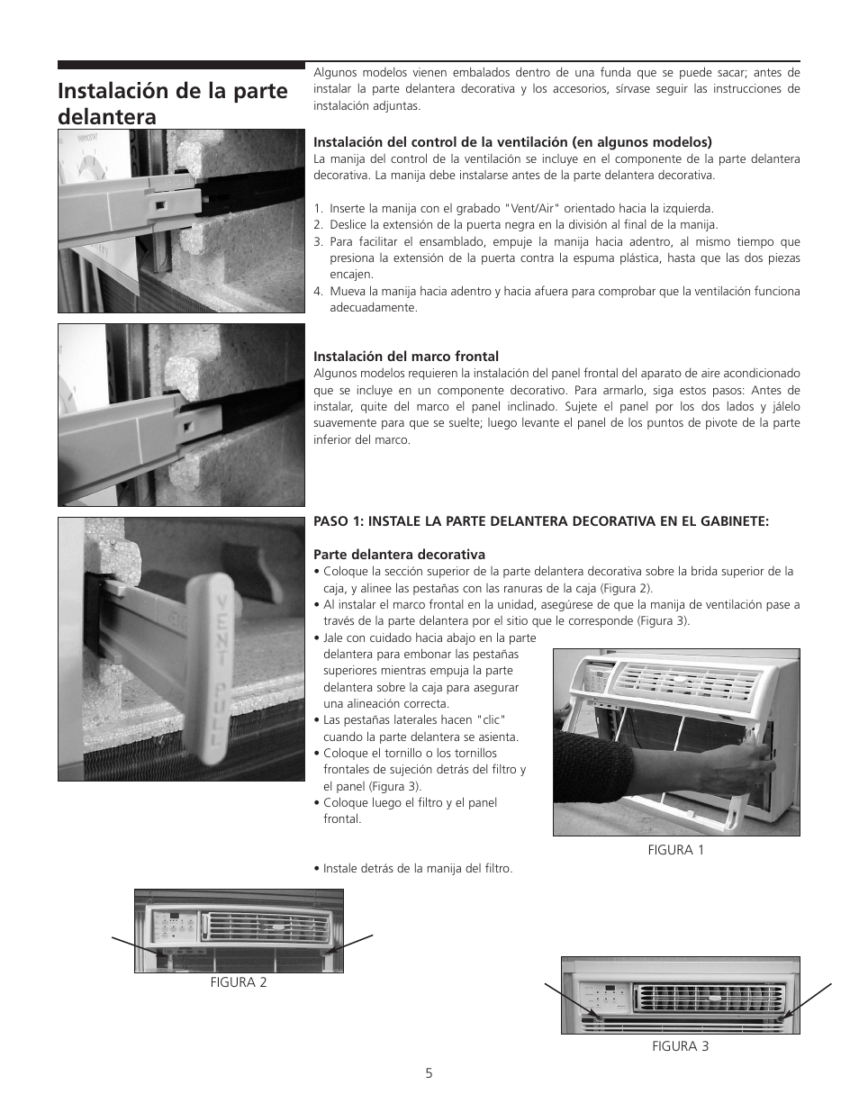 Instalación de la parte delantera | FRIGIDAIRE 309000848 User Manual | Page 18 / 40
