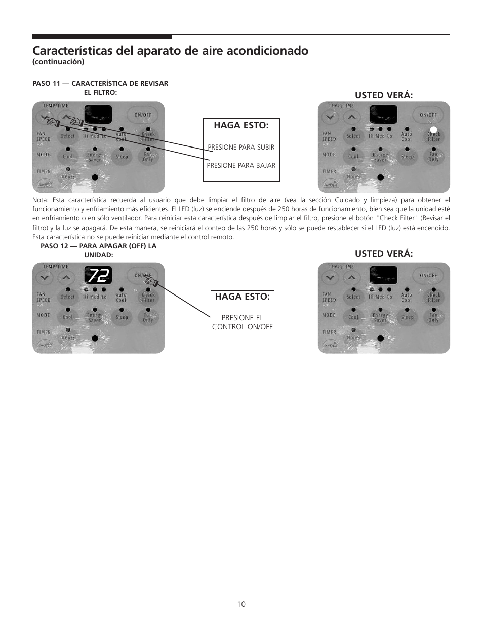 Características del aparato de aire acondicionado | FRIGIDAIRE 309000848 User Manual | Page 23 / 40