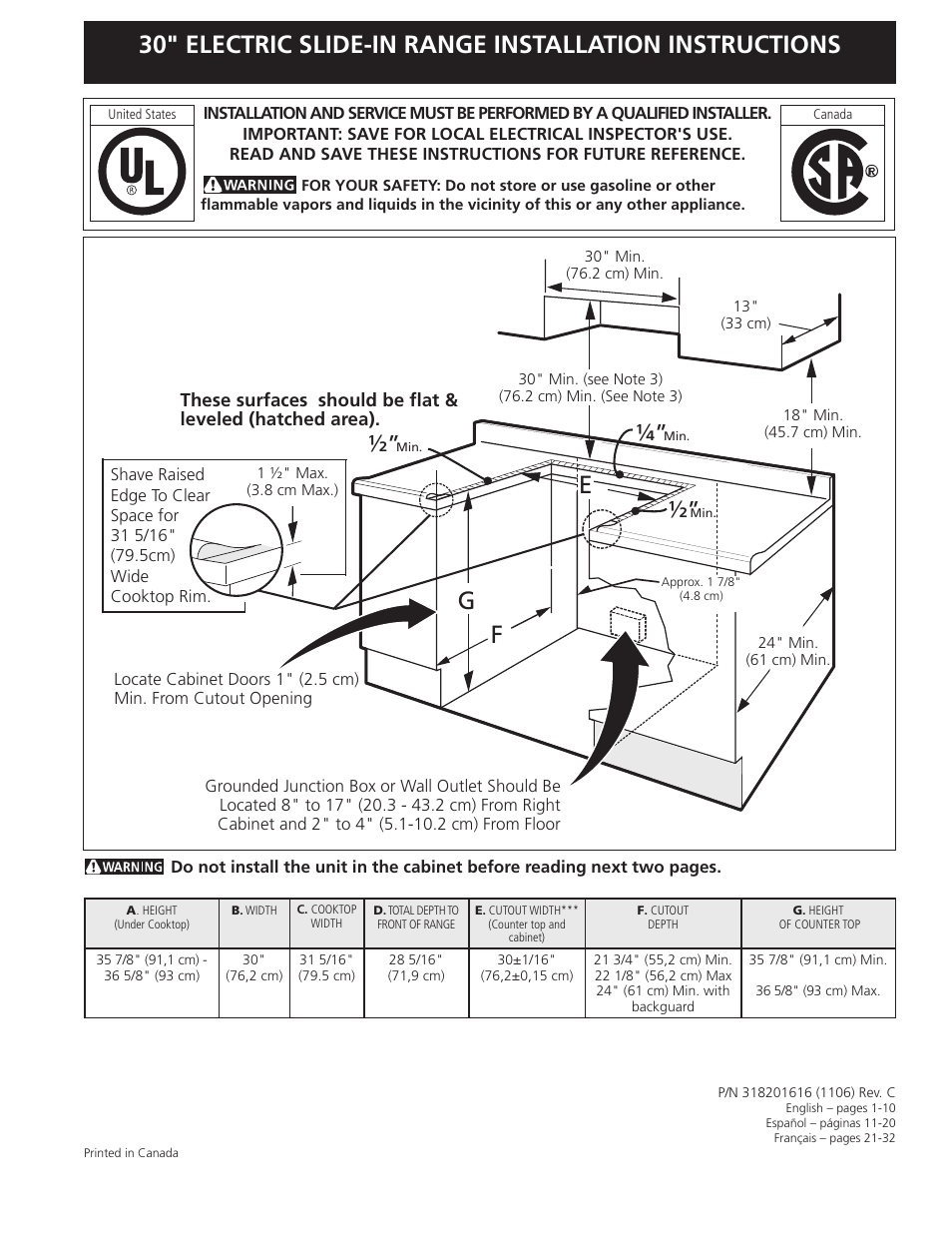 FRIGIDAIRE 318201616 User Manual | 32 pages