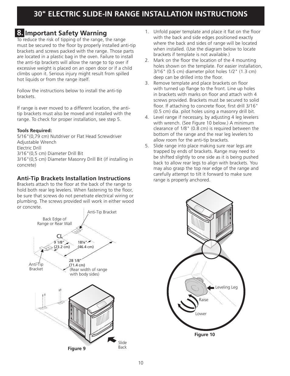 Important safety warning | FRIGIDAIRE 318201616 User Manual | Page 10 / 32