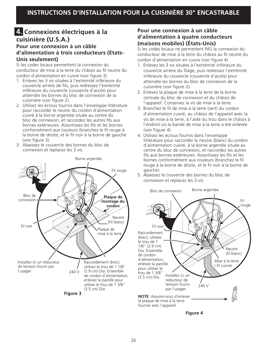 Connexions électriques à la cuisinière (u.s.a.) | FRIGIDAIRE 318201616 User Manual | Page 26 / 32