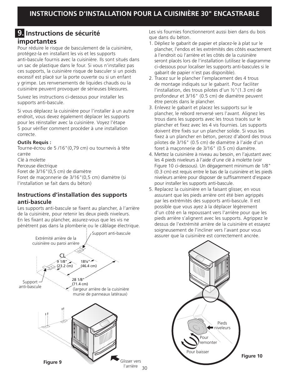 Instructions de sécurité importantes | FRIGIDAIRE 318201616 User Manual | Page 30 / 32