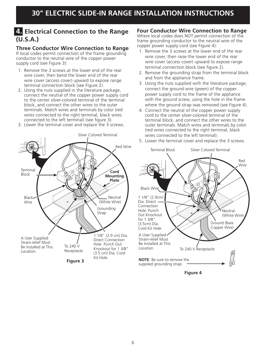 Electrical connection to the range (u.s.a.) | FRIGIDAIRE 318201616 User Manual | Page 6 / 32