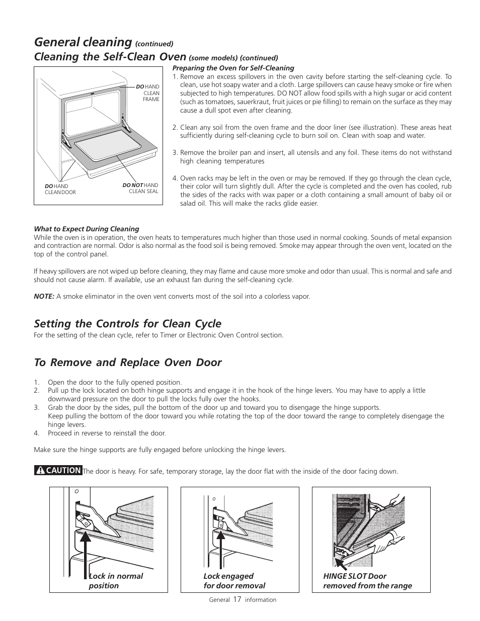 General cleaning, Cleaning the self-clean oven, Setting the controls for clean cycle | FRIGIDAIRE 318200805 User Manual | Page 19 / 26