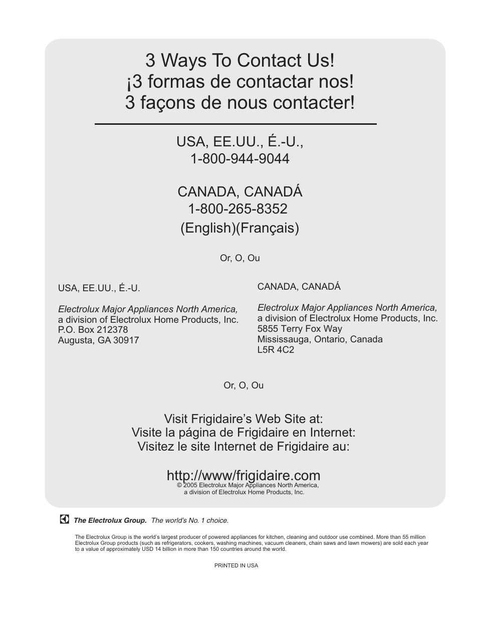 FRIGIDAIRE 134670100 User Manual | Page 11 / 11
