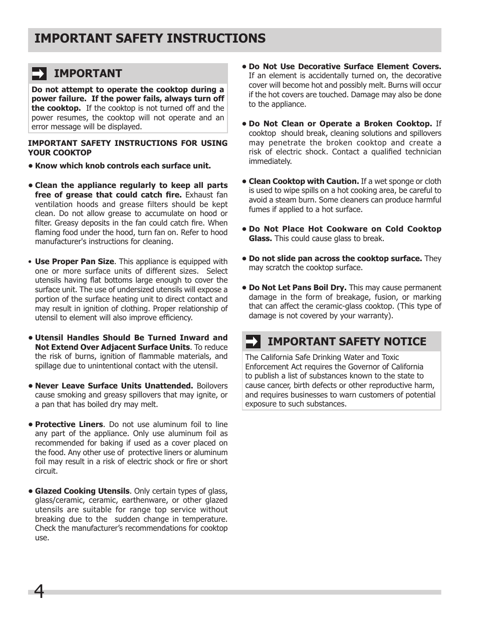 Important safety instructions, Important, Important safety notice | FRIGIDAIRE 318203624 User Manual | Page 4 / 14