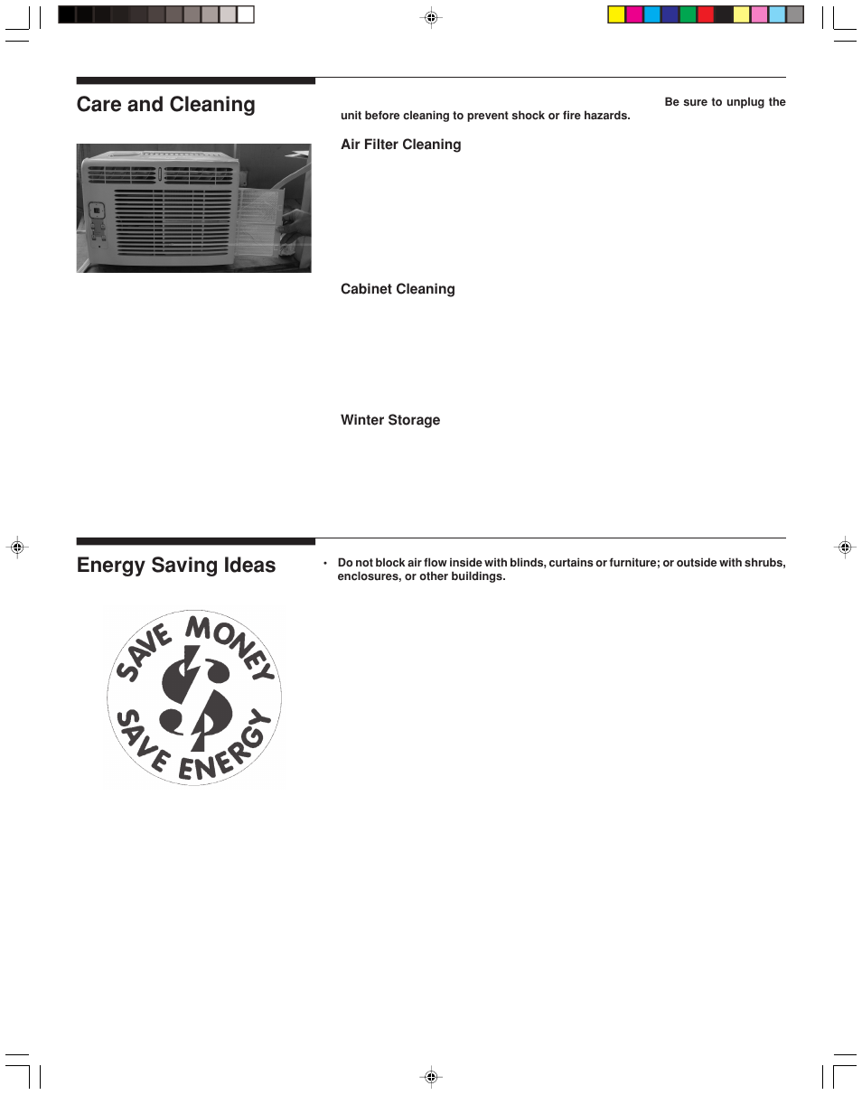 Care and cleaning energy saving ideas | FRIGIDAIRE 220201d053 User Manual | Page 6 / 7