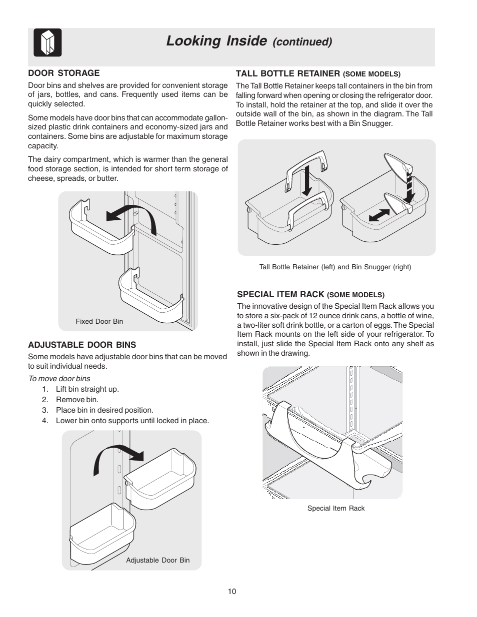 Looking inside, Continued) | FRIGIDAIRE 240389312 User Manual | Page 10 / 25