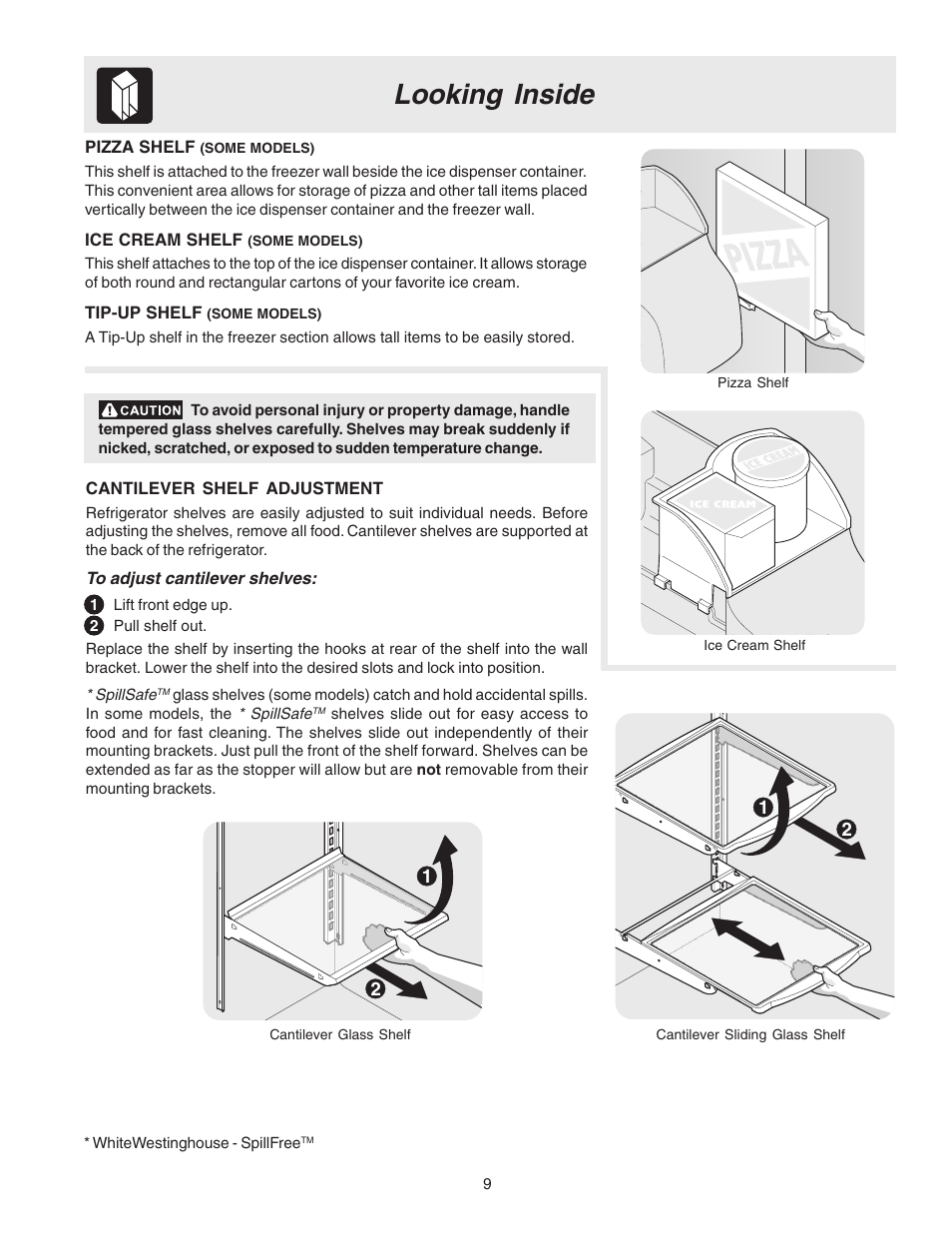 Looking inside | FRIGIDAIRE 240389312 User Manual | Page 9 / 25