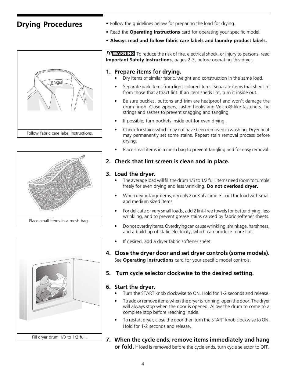 Drying procedures | FRIGIDAIRE 131882000 (9907) User Manual | Page 4 / 10