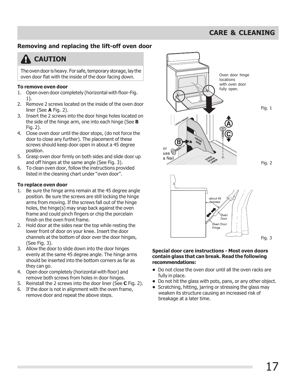 Care & cleaning, Caution | FRIGIDAIRE 316902210 User Manual | Page 17 / 20
