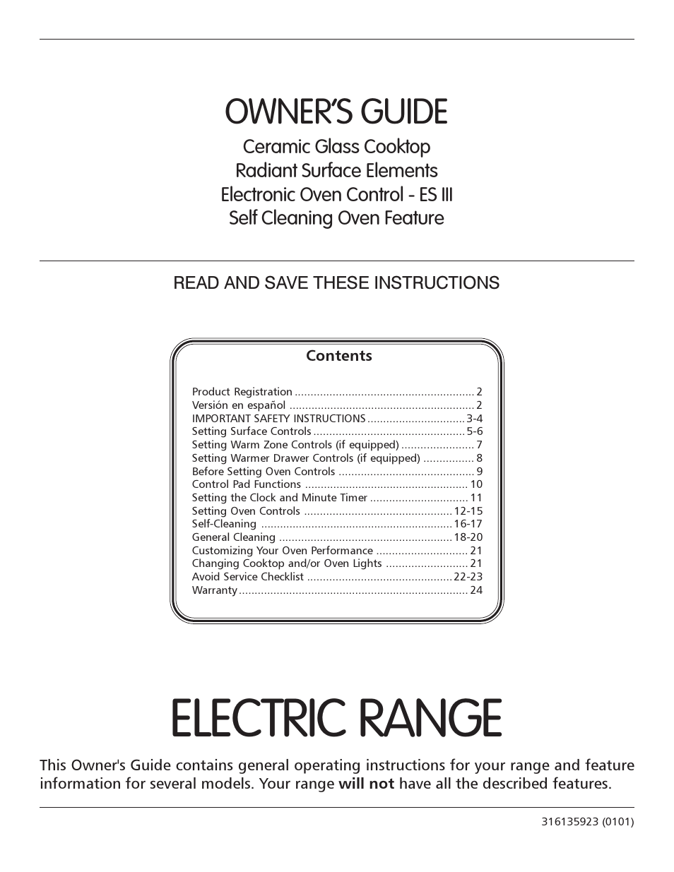 FRIGIDAIRE 316135923 User Manual | 24 pages