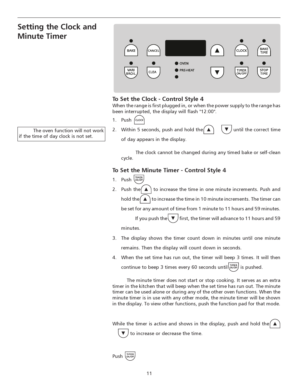 Setting the clock and minute timer | FRIGIDAIRE 316135923 User Manual | Page 11 / 24