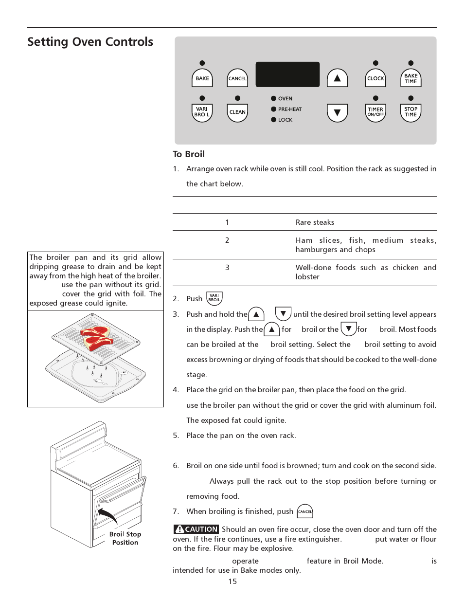 Setting oven controls | FRIGIDAIRE 316135923 User Manual | Page 15 / 24