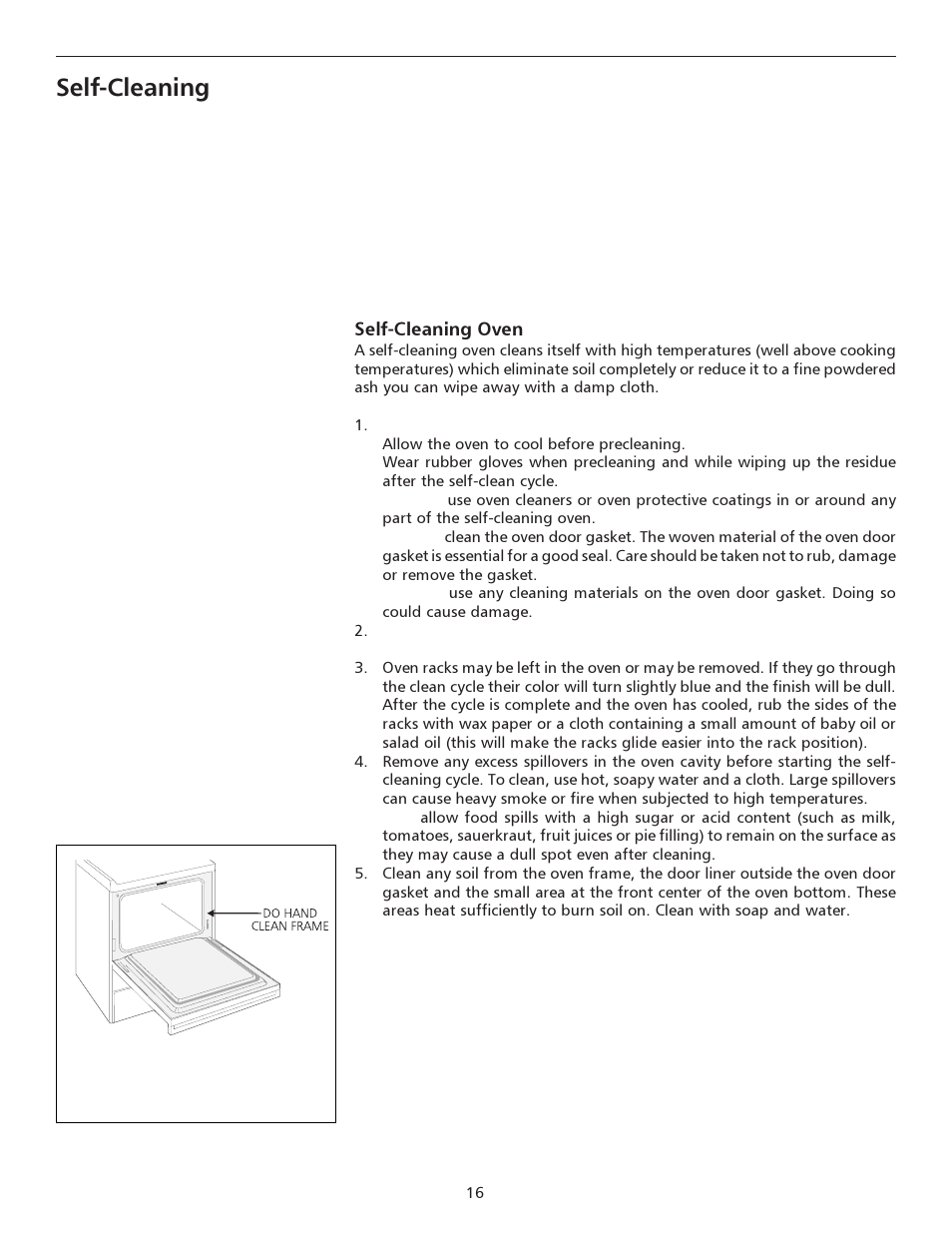 Self-cleaning | FRIGIDAIRE 316135923 User Manual | Page 16 / 24