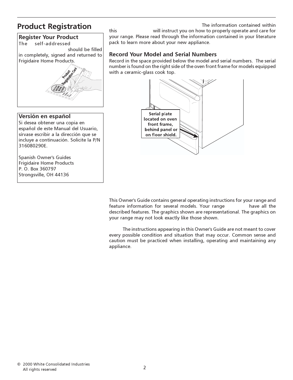 Product registration | FRIGIDAIRE 316135923 User Manual | Page 2 / 24
