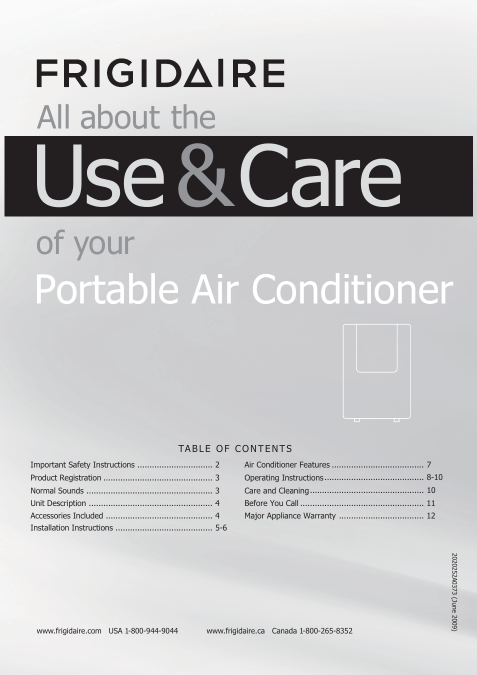 FRIGIDAIRE 2020252A0373 User Manual | 12 pages