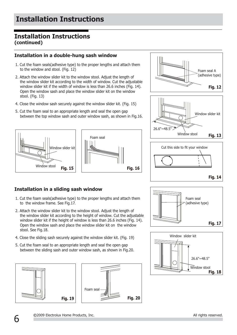 Installation instructions | FRIGIDAIRE 2020252A0373 User Manual | Page 6 / 12