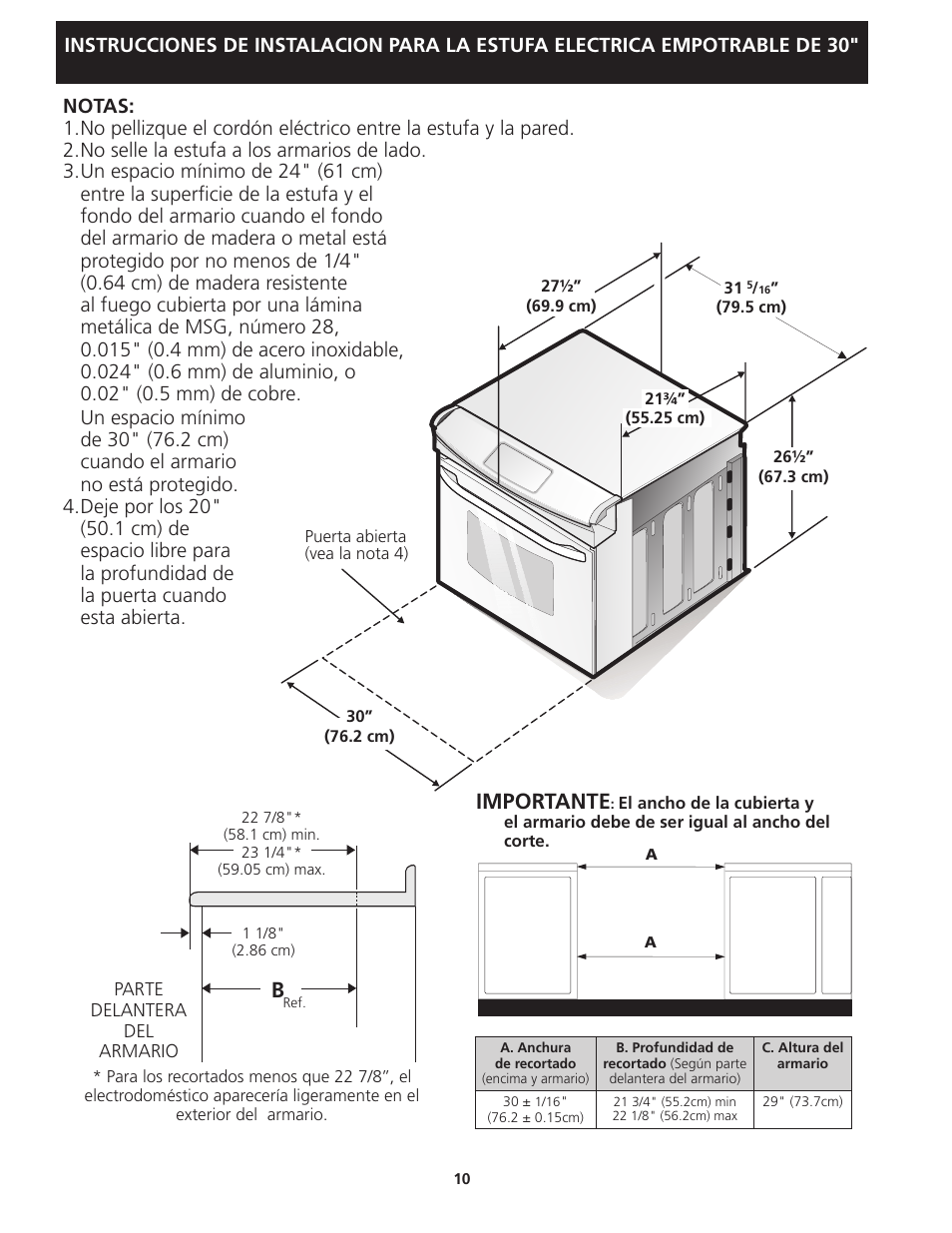 Importante | FRIGIDAIRE 318201613 User Manual | Page 10 / 16
