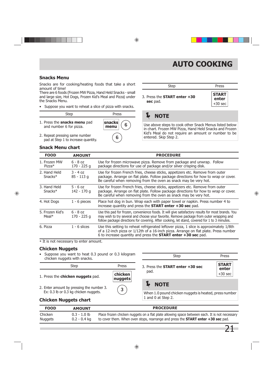 Auto cooking | FRIGIDAIRE 316495055 User Manual | Page 21 / 29