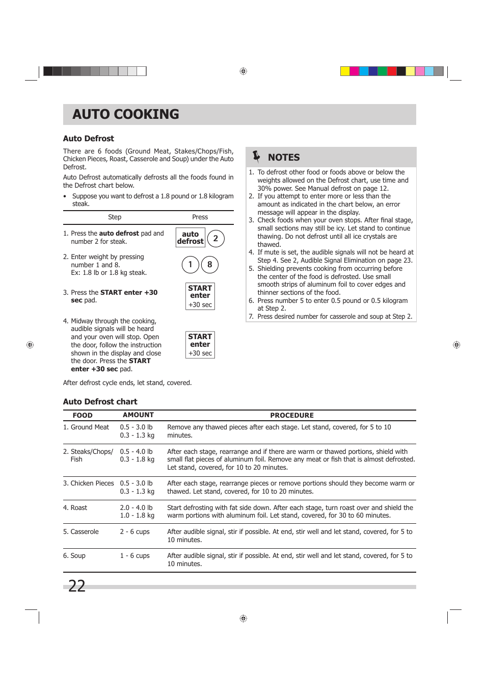 Auto cooking | FRIGIDAIRE 316495055 User Manual | Page 22 / 29