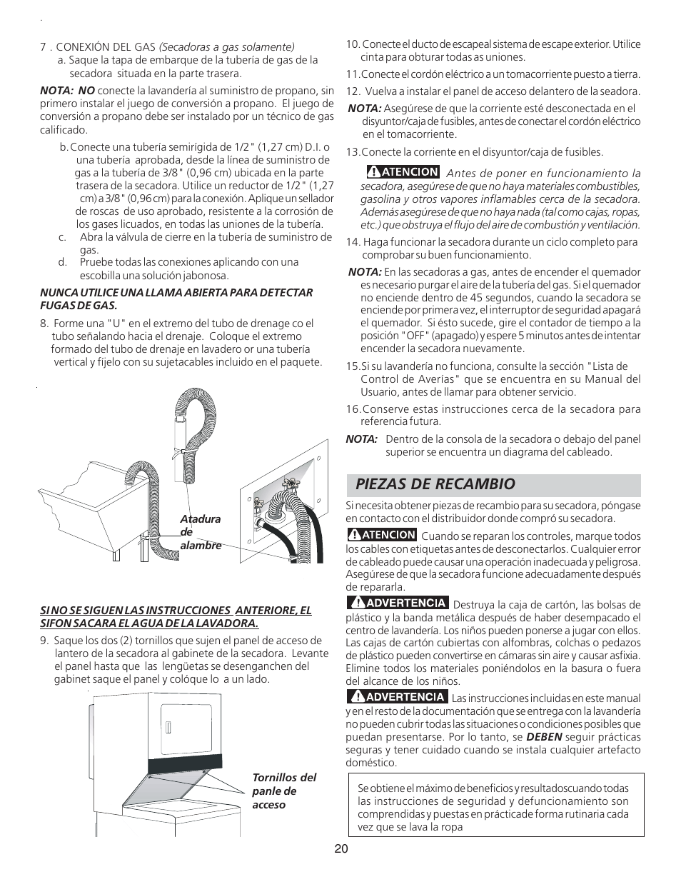 Piezas de recambio | FRIGIDAIRE 134897500B User Manual | Page 20 / 20
