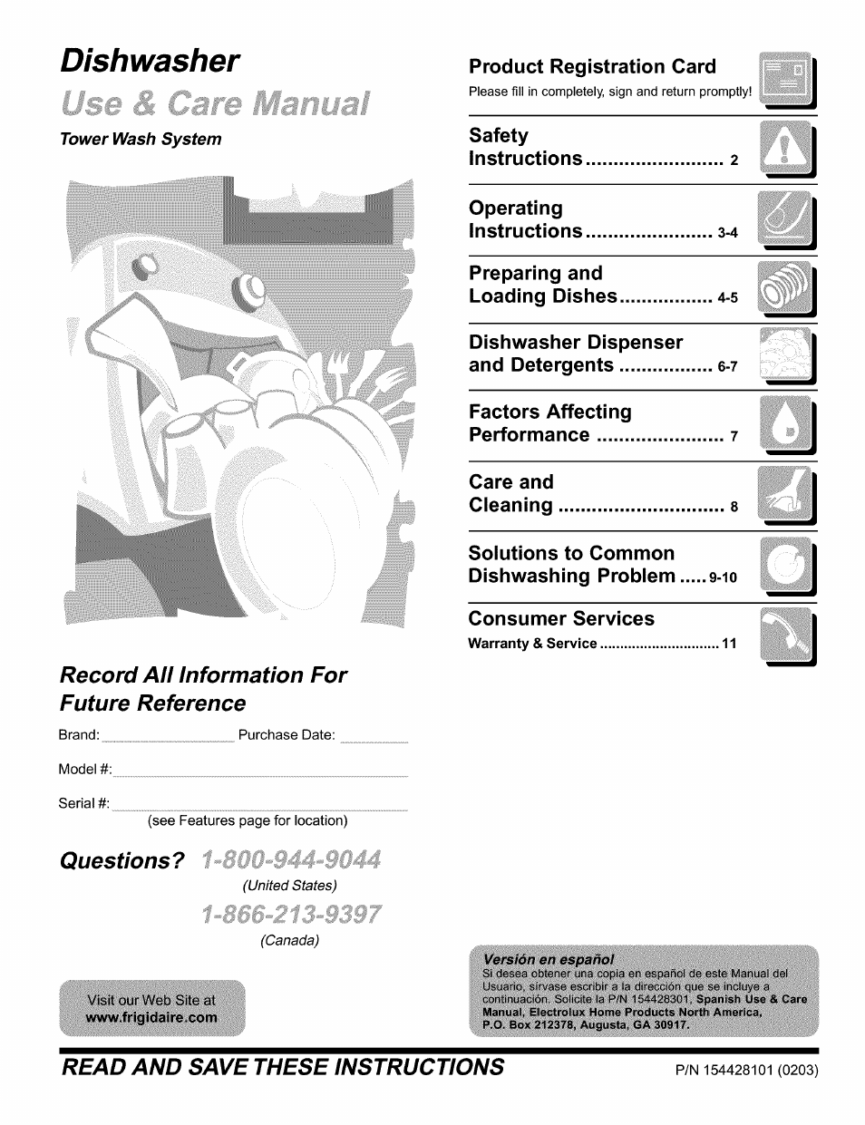 FRIGIDAIRE 154428101 User Manual | 12 pages