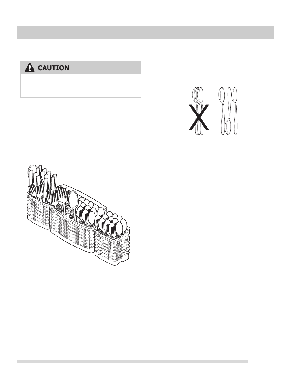 Loading the silverware basket adding a dish, Preparing and loading dishes, Caution | FRIGIDAIRE 154811101 User Manual | Page 9 / 16