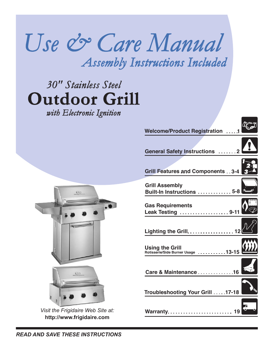 FRIGIDAIRE Grill User Manual | 19 pages