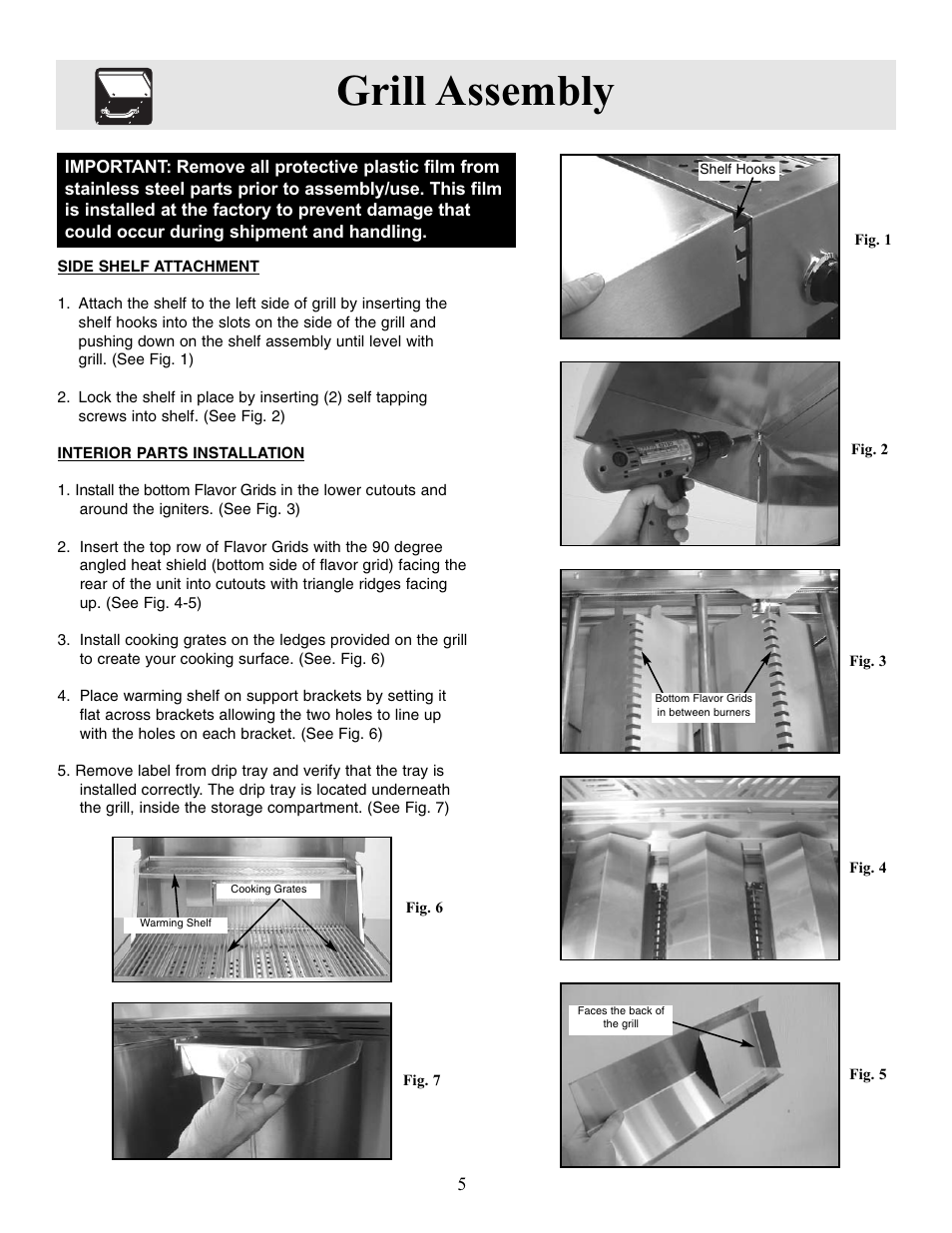 Grill assembly | FRIGIDAIRE Grill User Manual | Page 5 / 19