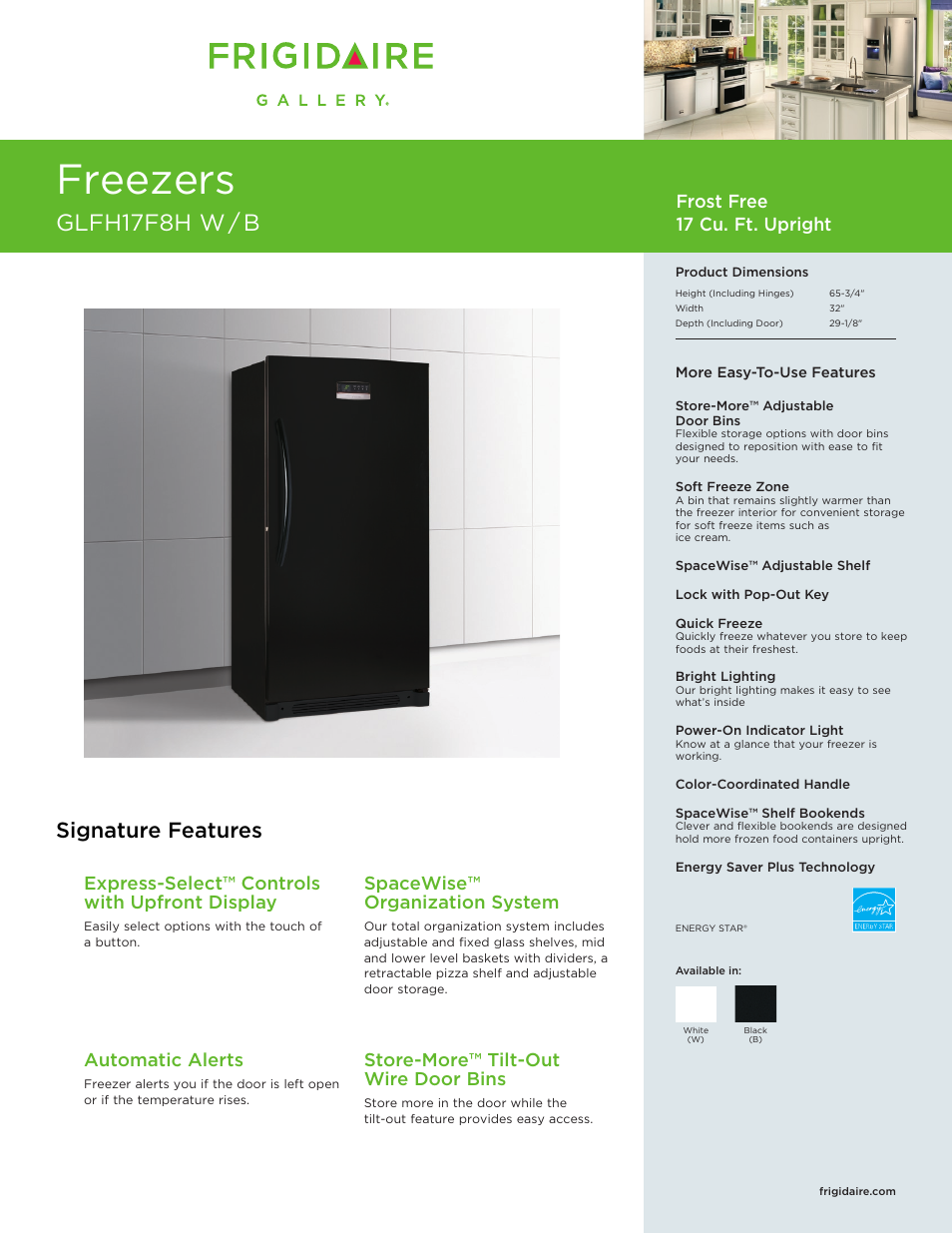 FRIGIDAIRE GLFH17F8H User Manual | 2 pages