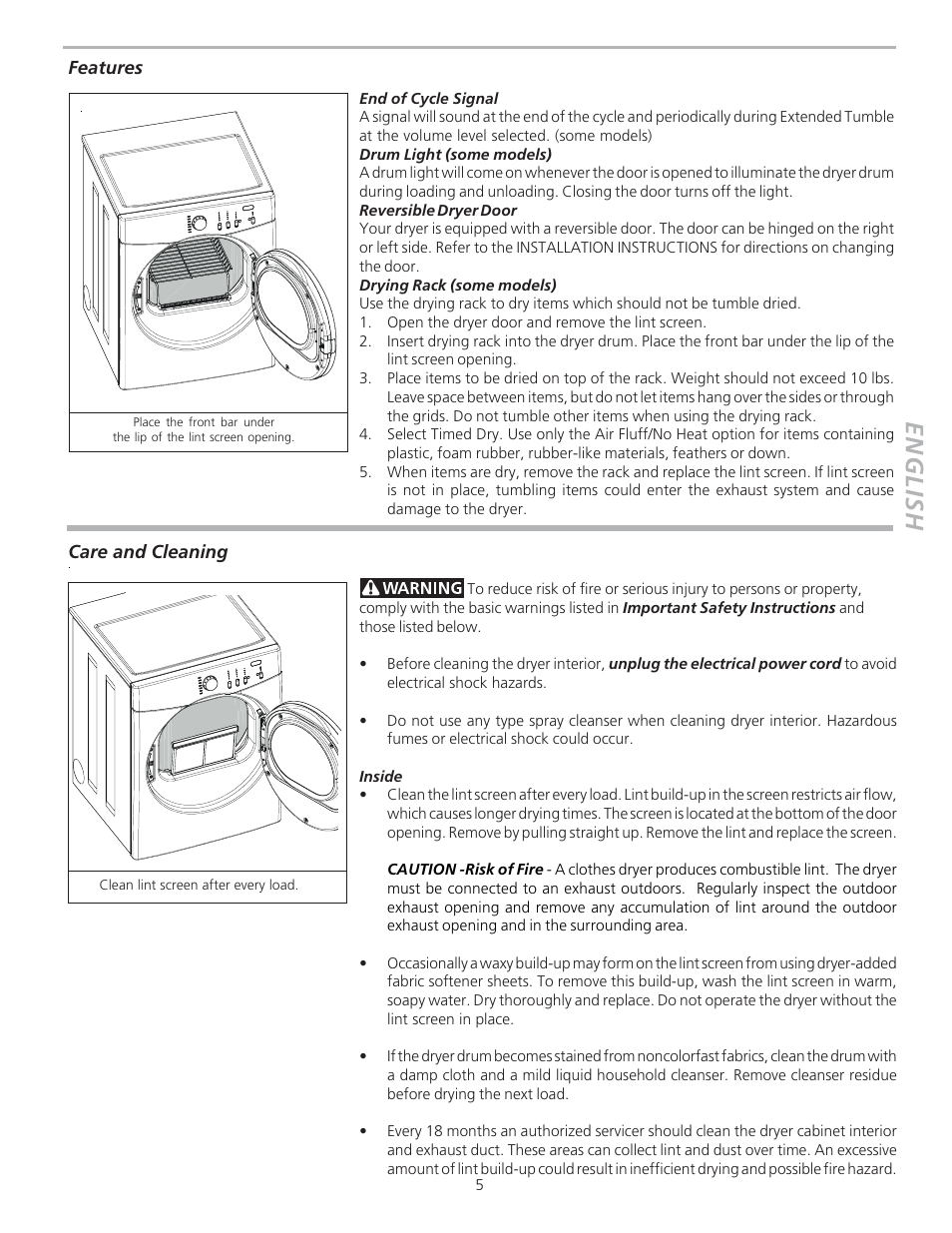 English | FRIGIDAIRE 134760600A User Manual | Page 5 / 8