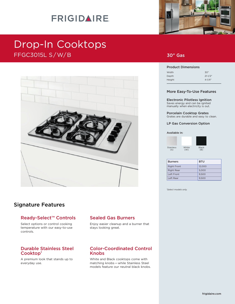 FRIGIDAIRE FPEC3085K User Manual | 2 pages